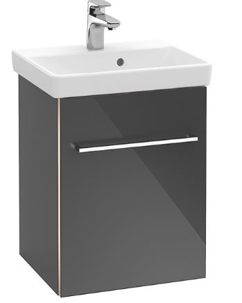 Elément inférieur 43 x 51,4 x 35,2 cm pour lave-mains Avento 45 cm, 1 porte charnières à gauche, 1 tablette, poignée selon collection, Crystal White