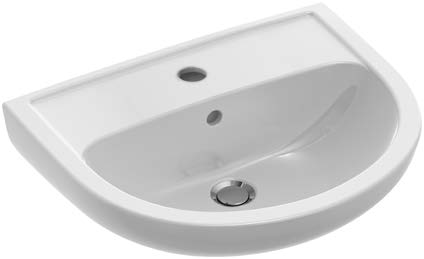 Lavabo 65 x 48,5 cm Saval, céramique arrondie, avec trop plein, 1 trou de robinetterie, standard, blanc