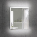 Armoire de toilette LOWLINE PLUS LED, LOP 60/1/LED/R profil en aluminium 60 x 70/74,8 x 12 cm pour montage AP ou UP prise double en bas à droite sur le profil latéral, porte à double miroir charnières à droite LED 2 x 12W, dessus et dessous séparément commutable et dimmable, IP44, couleur lum. blanc froid 4000K, blanc