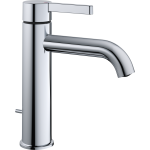 Mélangeur de lavabo BELLA S 140 mm, goulot fixe vidage excentrique, tuyaux de raccordement flexibles 3/8" groupe acoustique NT, chromeline