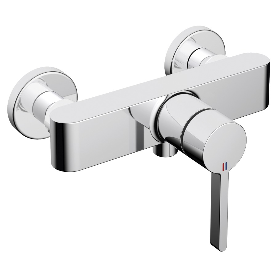 Mélangeur de douche BELLA E 153 mm, raccords d'arrêt 1/2" x 1/2", sans tuyau de douche et douchette groupe acoustique NT, chromeline
