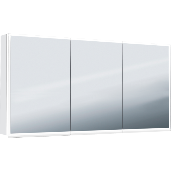 Armoire de toilette ILLUMINATO 180 x 71,5 x 12,5 cm profil en aluminium, 2 prises à double-prises, 3 portes à double miroir (60/60/60)éclairage LED, 5390 Lumen, réglable, IP24, 4000K, blanc