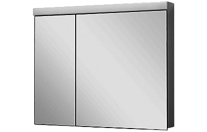 Armoire de toilette DUPLEX NEW LED, 90 x 75,5 x 12,5 cm profil en aluminium, prise double, 2 portes à doubles miroir (30/60) éclairage LED 3000 Lumen, IP24, réglable(Dali), 3000K, blanc