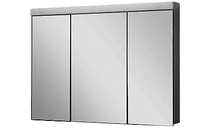 Armoire de toilette DUPLEX NEW LED, 100 x 75,5 x 12,5 cm profil en aluminium, prise double, 3 portes à doubles miroir (30/40/30) éclairage LED 3300 Lumen, IP24, réglable(Dali), 3000K, blanc