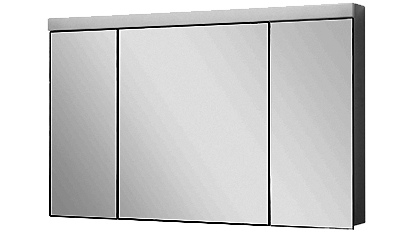 Armoire de toilette DUPLEX NEW LED, 120 x 75,5 x 12,5 cm profil en aluminium, prise double, 3 portes à doubles miroir (30/60/30) éclairage LED 3780 Lumen, IP24, réglable(Dali), 3000K, blanc