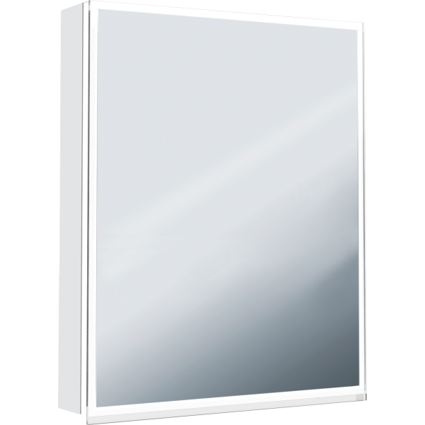 Armoire de toilette ILLUMINATO 60 x 71,5 x 12,5 cm profil en aluminium, 1 prise à double-prises, 1 porte à double miroir charnières à gauche éclairage LED, 4000 Lumen réglable, IP24, 4000K, blanc