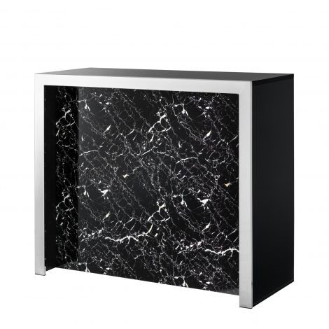 Bar Grimaldi black faux marble , Polished stainless steel | black faux marble  , 120 x 48 x H. 104 cm