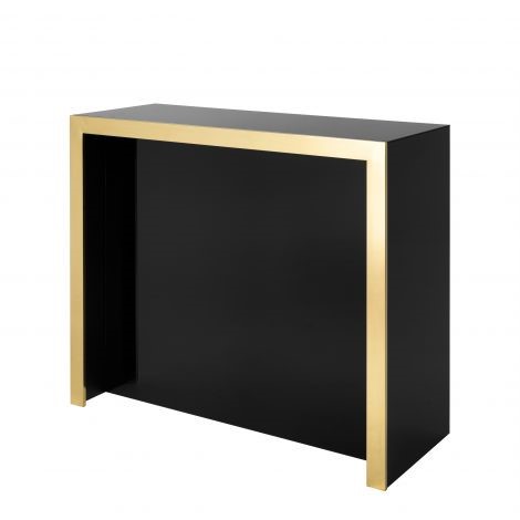 Bar Grimaldi gold finish  , Gold finish | black glass , 120 x 48 x H. 104 cm