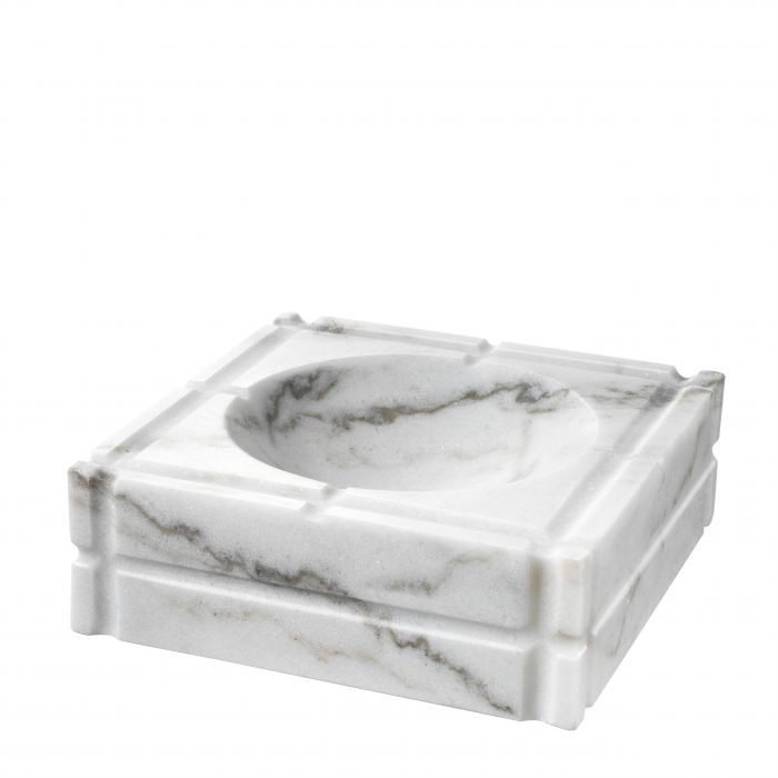 Ashtray Nestor honed white marble , Honed white marble , 21 x 21 x H. 7 cm 