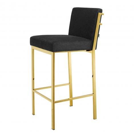 Bar Stool Scott gold finish black velvet , Gold finish | black velvet , A. 43 | B. 54 | C. 101 | D. 41 | E. 76 cm