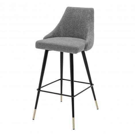 Bar Stool Cedro clarck grey , Clarck grey | black & brass legs  , A. 47 | B. 52 | C. 101 | D. 40 | E. 75 cm