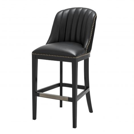 Bar Stool Balmore black velvet black PU , Roche black velvet | black faux leather  , A. 49,5 | B. 61 | C. 115 | D. 42 | E. 80 cm