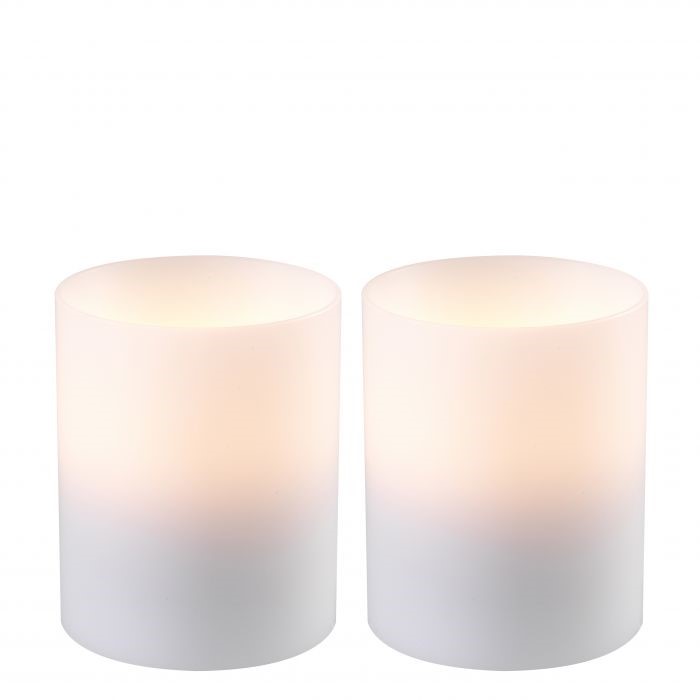 Artificial Candle deep ø 10 x H. 12 cm set of 2 , White , ø 10 x H. 12 cm per piece