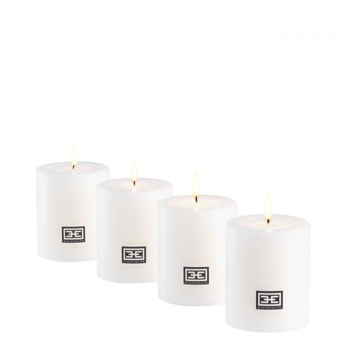 Artificial Candle ø 6 x H. 7 cm set of 4  , White , ø 6 x H. 7 cm