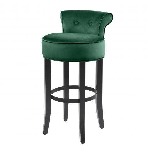 Bar Stool Sophia Loren roche dark green velvet , Roche dark green velvet | black legs