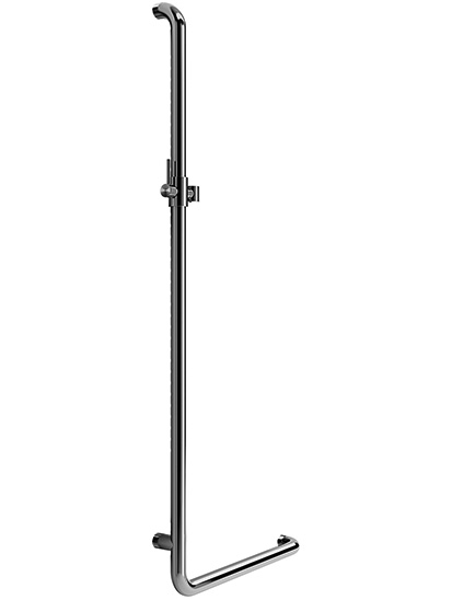 Barre d'appui coudée INEOLINE PURE avec glissière de douche PURE, 50 x 120 cm, acier inoxydable, avec support de douche, Design Grip à gauche matériel de fixation inclus, brillant