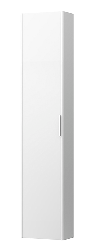 Armoire haute au sol SYSTEM M, L25xP21xH 195 cm, 1 porte, 5 étagères, socle de 3 cm, ouverture par Push&Pull, couleur laqué brillante (couleur à choix)