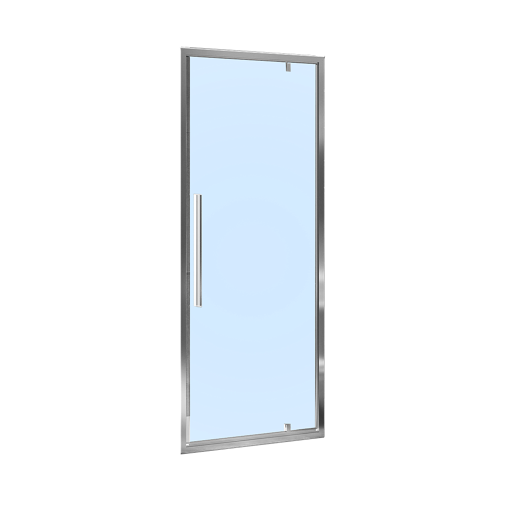 Paroi douche / Porte battante pr niche ou paroi fixe UNICO, 86-90 cm, H 200 cm, verre véritable transparent 6 mm, réversible, profiles argent brillant