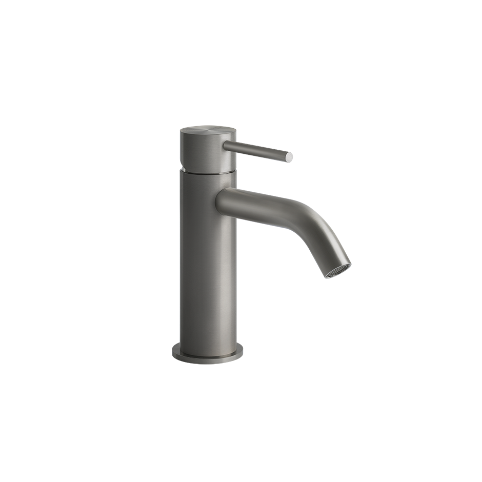 Mélangeur de lavabo GESSI 316 FLESSA, S 123 mm, goulot fixe sans vidage, tuyaux de raccordement flexibles 3/8", 239 acier inoxydable brossé