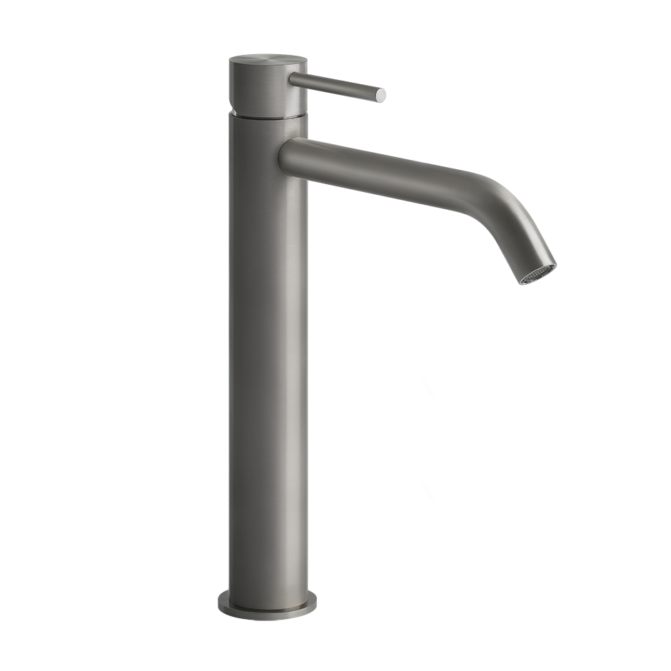 Mélangeur de lavabo GESSI 316 FLESSA, S 156 mm, goulot fixe H jusqu'à l'aérateur 222 mm, H levier 305 mm, sans vidage, tuyaux de raccordement flexibles 3/8", groupe acoustique NT, 239 acier inoxydable brossé