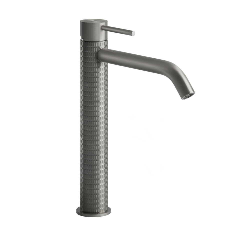 Mélangeur de lavabo GESSI 316 MECCANICA, S 156 mm, goulot fixe H jusqu'à l'aérateur 222 mm, H levier 305 mm, sans vidage, tuyaux de raccordement flexibles 3/8", groupe acoustique NT, 707 Noir Metal Brossé PVD