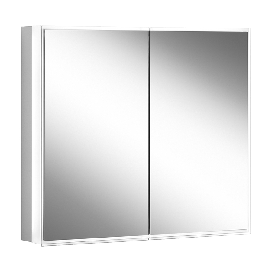 Armoire toilette PREMIUM LINE SUPERIOR TW, PLS1 60/2/TW/L profil en aluminium 62,8 x 73,6 x 16,7 cm pour montage AP ou UP prise double en bas à gauche sur le profil latéral 2 portes à double miroir avec bande lumineuse tout autour LED éclairée sur tout le pourtour, réglable en continu de 2000-6500K, 1 x 35 W dimmable, bouton pour les fonctions à l'intérieur du profilé latéral, miroir grossissant, IP44, standard, argent éloxé