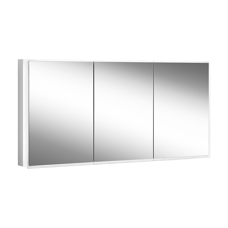 Armoire toilette PREMIUM LINE SUPERIOR TW, PLS1 180/3/GT/TW profil en aluminium 182,8 x 73,6 x 16,7 cm pour montage AP ou UP prise double en bas à gauche et à droite à les parois intérmédiaire, 3 portes à double miroir avec bande lumineuse tout autour 60/60/60, LED éclairée sur tout le pourtour, réglable en continu de 2000-6500K 1 x 69 W dimmable, bouton pour les fonctions à l'intérieur du profilé latéral, miroir grossissant, IP44, standard, argent éloxé