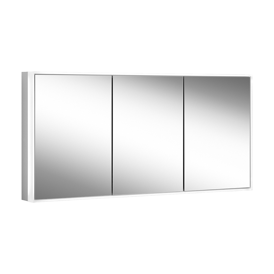 Armoire toilette PREMIUM LINE ULTIMATE HCL PLU1 150/3/GT/HCL profil en aluminium 152,8 x 73,1 x 15,8 cm pour montage AP ou UP prise double en bas à gauche et à droite à les parois intérmédiaire, 3 portes à double miroir 50/50/50, LED éclairée sur tout le pourtour réglable en continu de 2000-6500K, 1 x 60 W dimmable, commande asservie à la lumière de jour, bouton pour les fonctions à l'intérieur du profilé latéral, miroir grossissant IP44, standard, argent éloxé