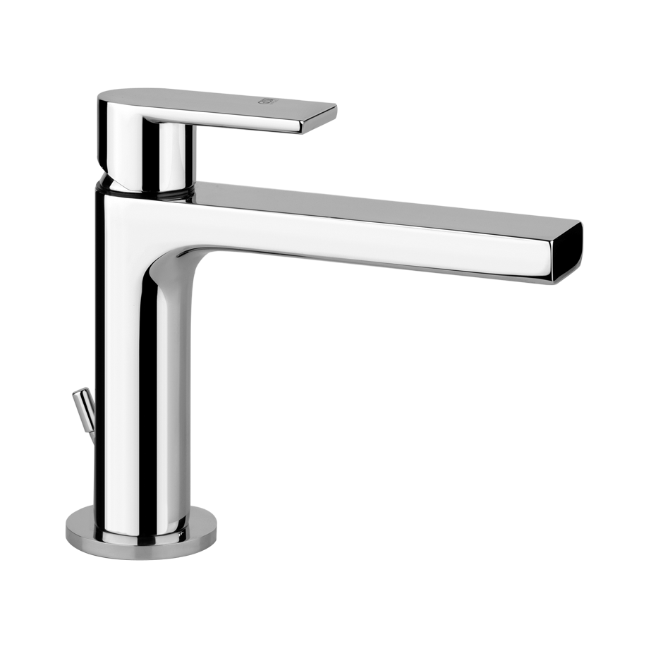 Mélangeur de lavabo VIA MANZONI S 128 mm, goulot fixe vidage excentrique, tuyaux de raccordement flexibles 3/8", groupe acoustique I, débit 5 l/min, 149 Finox