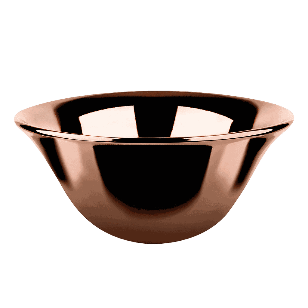 Vasque à poser Diam. 40,0 cm, H 18.5 cm sans trop-plein, finitions grès, 519 cuivre brillant