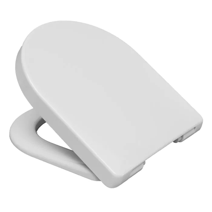 Siège de WC avec couvercle pour WC suspendu, amovible, abaissement automatique, charnière fixation par dessus, antibactérien, blanc