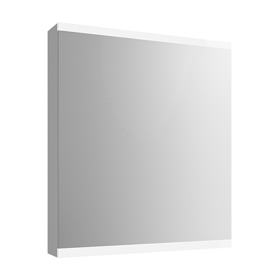 Armoire de toilette METRUM 60 x 71,7 x 13,6 cm profil en aluminium, prise double en haut à droite ou à gauche, porte à double miroir charnières à gauche éclairage LED, 3075 Lumen IP24, standard, blanc