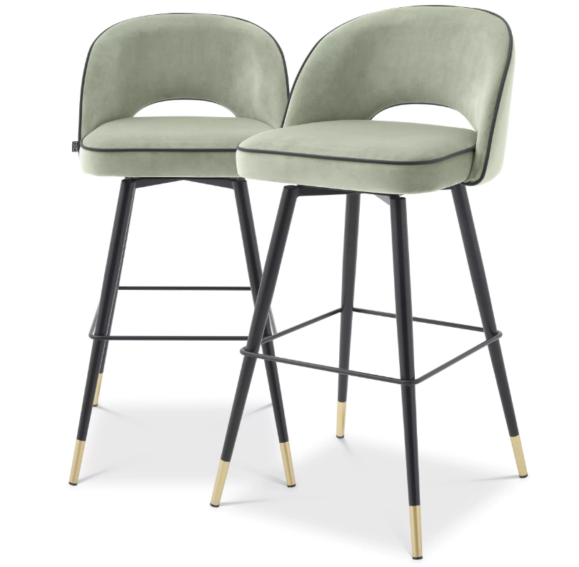 Bar Stool Cliff savona pistache green velvet S/2 