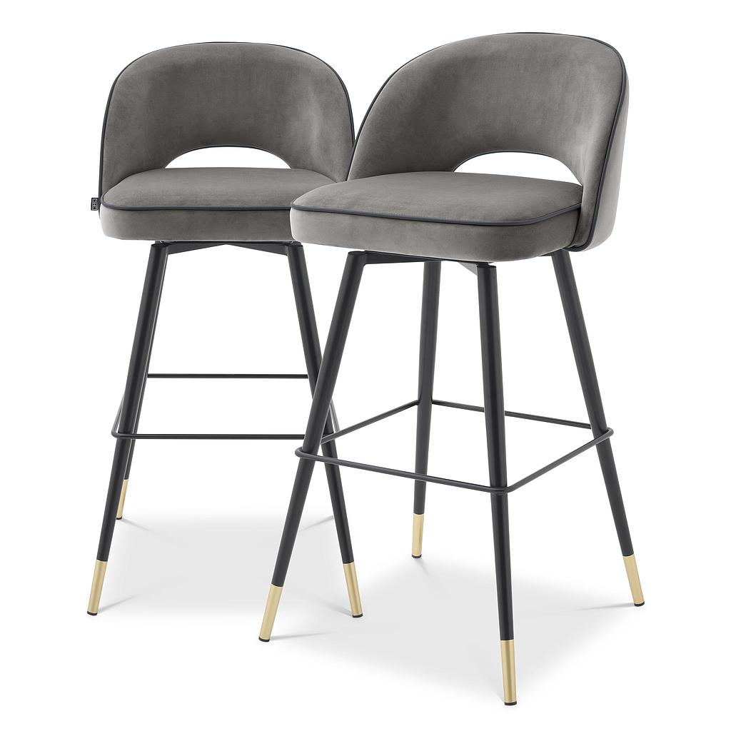 Bar Stool Cliff savona grey velvet set of 2 