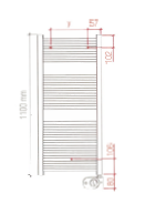 [1619M0004] Radiateur sèche-serviettes SANTIAGO Droit, H 111 x L 50 cm, 500W, électrique, thermostat SMART Plus, blanc RAL9016
