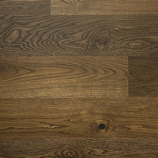[1411S0008] Parquet 2-Plis XL Rustique avec nœuds - Chêne fumé à cœur Mezzo vernis incolore 1-frise - Couche d'usure : env. 4mm - 1480x138x10 - 2,86m2/cart. - 102,96m2/pal. - 8kg/m2 