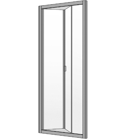 [1613H0309] Porte coulissante pliante S400 NICHE, 76-80 cm, H 200 cm 2 panneaux, verre véritable clair, couleur argent mat