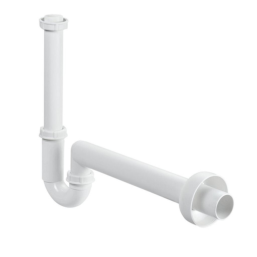 [1614C0590] Siphon en tube coudé 1 1/4" x 40 mm, modèle à encombrement minime, sans connecteur de siphon 1614C0654, blanc