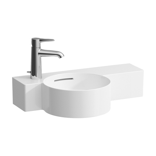[1624C0695] Lave-mains VAL 55 x 31,5 cm, SaphirCéramique tablette à droite avec trop-plein, 1 trou à gauche, standard, blanc