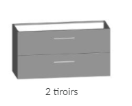 [1616C4035] Meuble sous vasque double, 2 tiroirs "LUMIO" avec double découpe siphon, poignée chromée/brillante ou A CHOIX,  Dim.1198xH608x455mm, COULEUR A CHOIX FINITION B