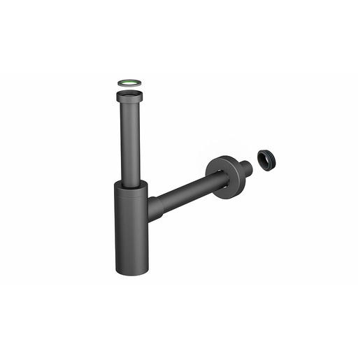 [1614C0667] Siphon de lavabo INOX MATER 1 1/4" x 32 mm, acier inoxydable y compris joint connecteur, noir mat