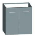 [16GEN6158] Meuble sous vasque 2 portes "LAURA" mélaminé, poignée métal chromée/brillante, Dim.597x608x453mm, COULEUR A CHOIX FINITION B