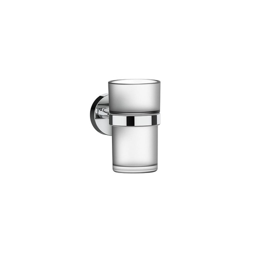 [1690C1149] Porte-verre simple 6.7 x 11.2 x 10.05 cm LUINO verre véritable opaque, chromé