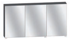 [16GEN6349] Armoire de toilette 1200 x 640 x 170 mm sans éclairage avec côtés en panneau aggloméré mélaminé décor épaisseur 18 mm. Caisson en panneau aggloméré mélaminé. Dos anthracite. Profondeur intérieure: 129 mm. Fixation murale par boîtiers réglables. Rangement intérieur avec étagères en verre. 3 portes, miroir sur panneau, épaisseur 20 mm. FINITION B A CHOIX