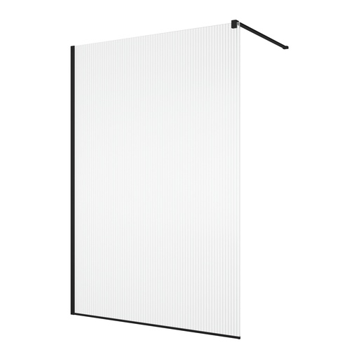 [1613C0484] Paroi fixe WALK-IN EASY avec profilé mural de compensation, largeur 100 cm, H 200 cm, finition noir mat, verre Sécurit 8 mm, noir mat, Décor LINA