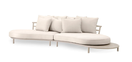 [3010C1117] OUTDOOR SOFA LAGUNO - Sand finish | lewis off-white/grey - Including outdoor cushion set - W. 330 | D. 130 | H. 59 | SD. 97 | SH. 35 cm