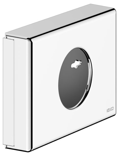 [1690C1579] Distributeur pour sachets hygiéniques Plan L 9,6 cm, H 13,6 cm, P 2,8 cm matière synthétique ABS, chromé