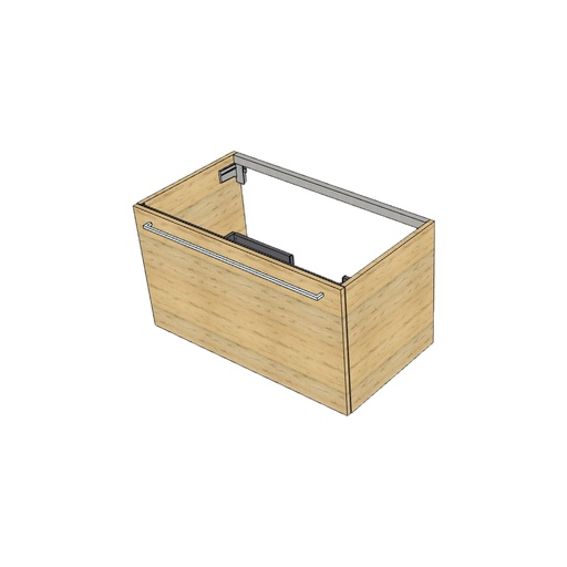 [1616C3736] Elément inférieur sous-lavabo, L90xH50xP50 cm, Caisson int. 10F-Nob.Grigio fumé, corps/faces mélaminé, Finitions Dekorativo 3D Biondo 1 NA, SYSTEM M, poignée EGG chromé

