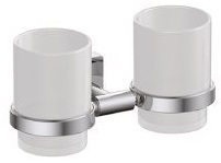 [1690C0335] Porte-verres double FORUM QUADRA 2 verres satinés, chromé