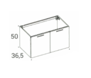 [1616C3707] Elément inférieur sous-lavabo, L60xH50xP 36.5 cm, Caisson int. 10F-Nob.Grigio fumé, 2 portes 30/30 cm, Set-up,  corps/faces laqué, Finitions Laqué couleur mate à choix, SYSTEM M, poignées à choix